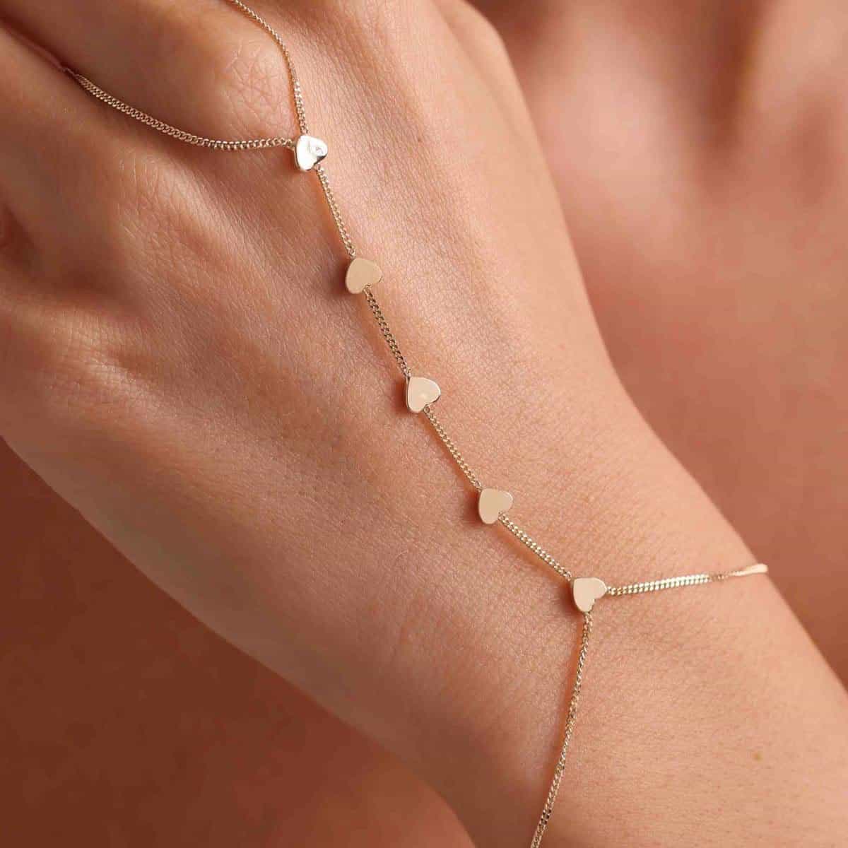 Delicate Heart Charm Hand Chain