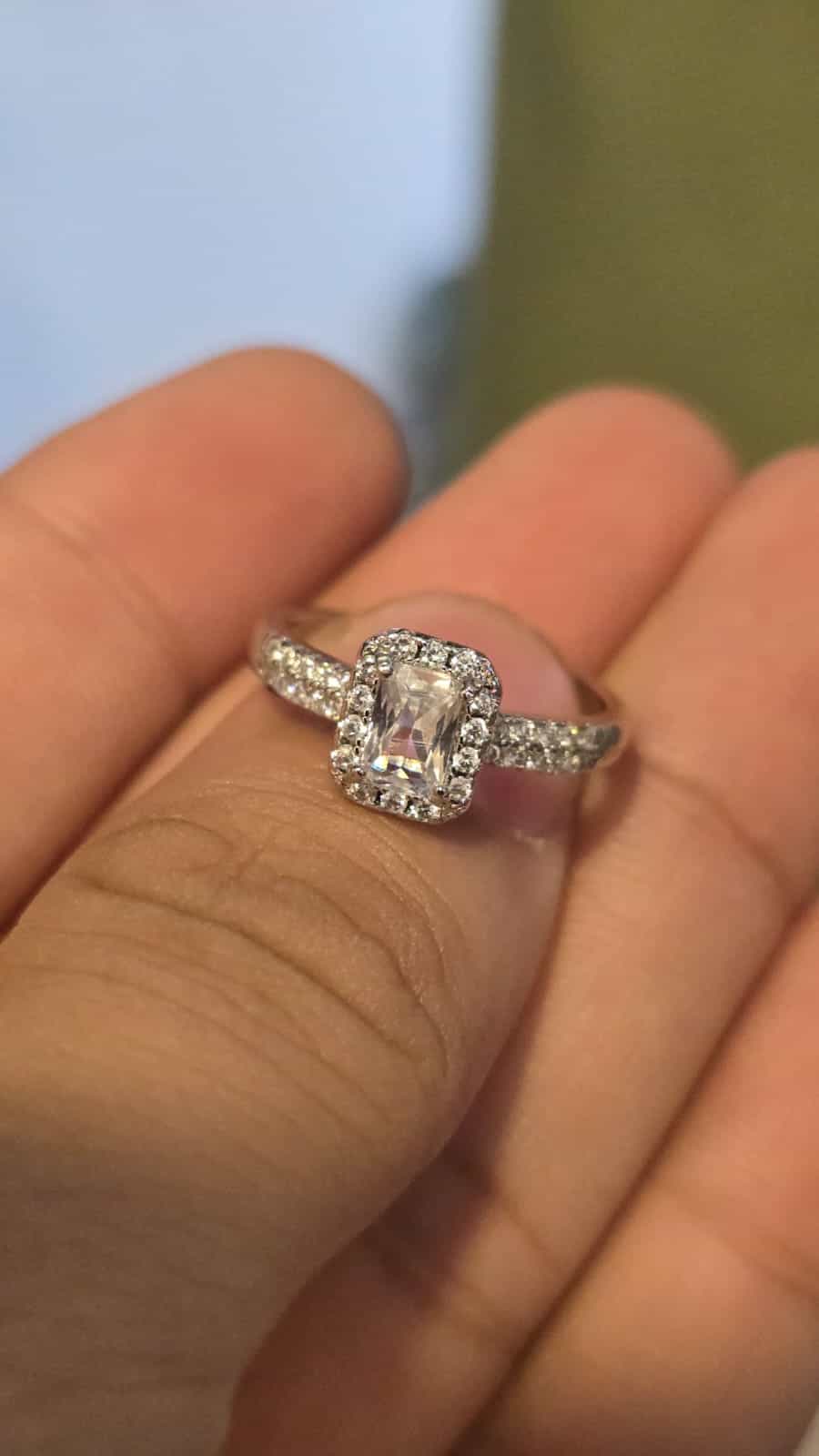 Emerald-Cut Halo Solitaire Ring