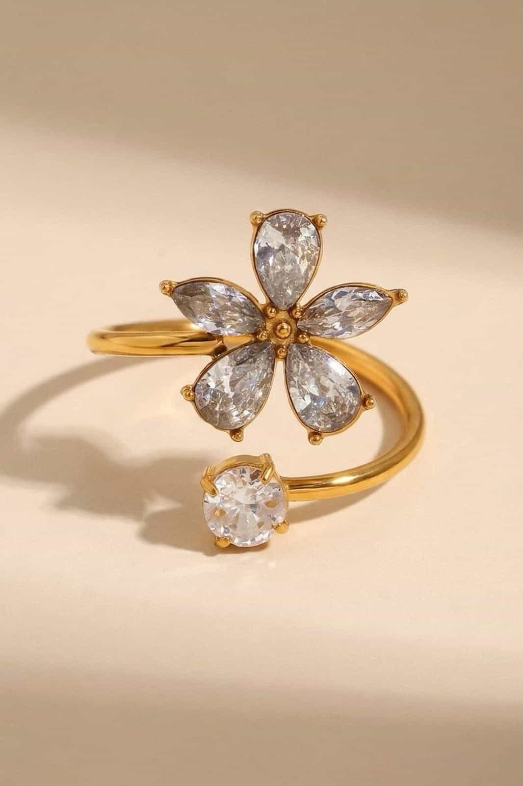 Crystal Petal Wrap Ring