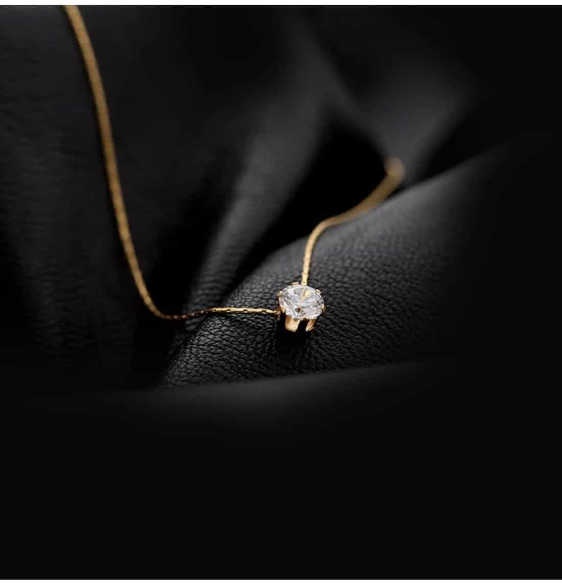 Minimalist Solitaire Crystal Pendant Necklace