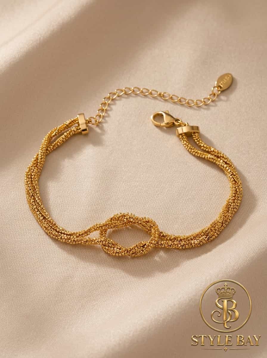 Golden Intertwined Knot Chain Bracelet