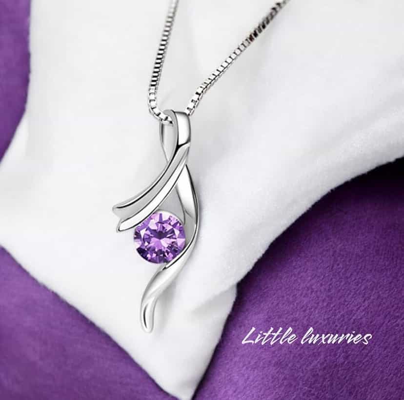 Silver Amethyst Twist Necklace