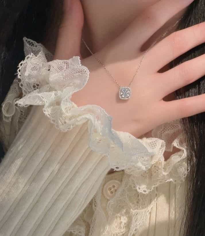Timeless Cushion Halo Crystal Pendant