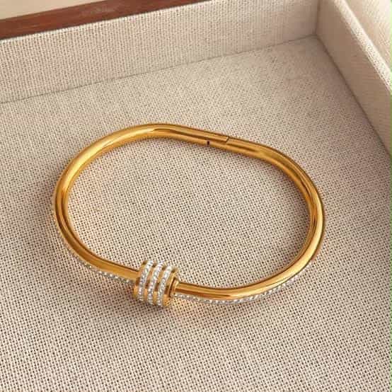 Triple-Band Pavé Barrel Cuff