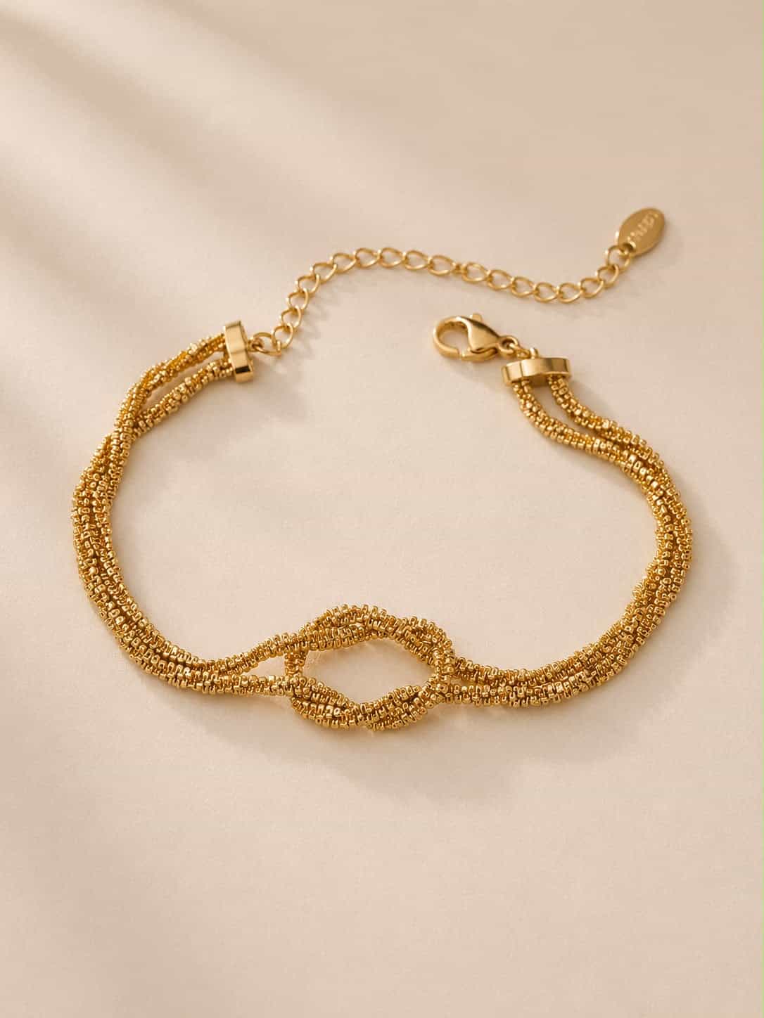 Golden Intertwined Knot Chain Bracelet