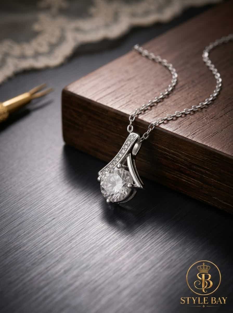 Twisting Ribbon Crystal Pendant